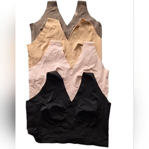 True & Co Women's Seamless V-Neck Bras -(4) Black, Beige, Tan And Pink Size 3x